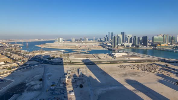 Aerial Skyline of Abu Dhabi City Centre From Above Timelapse