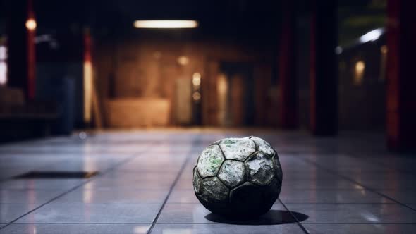 Old Soccer Ball in Empty Subway