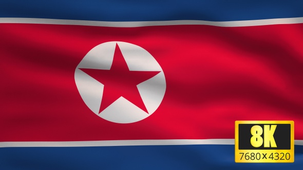 8K North Korea Windy Flag Background