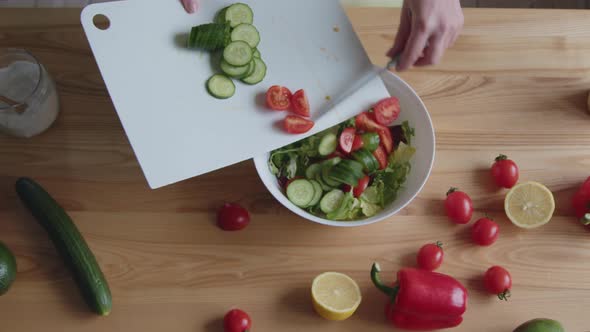 Cooking Fresh Vegetarian Salad From Vegetables