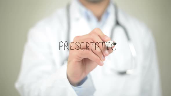 Prescription, Doctor Writing on Transparent Screen alt
