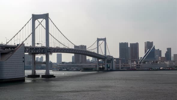 Tokyo Rainbow Bridge Cityscape Waterway Traffic