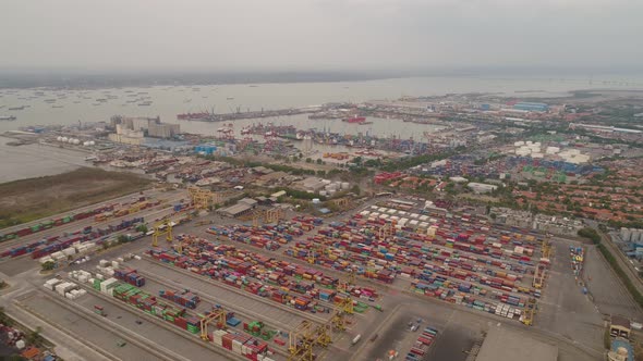 Cargo and Passenger Seaport in Surabaya, Java, Indonesia