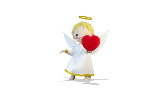 Angel Dancing With A Heart on White Background