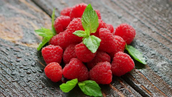 Raspberry with Green Leaves 