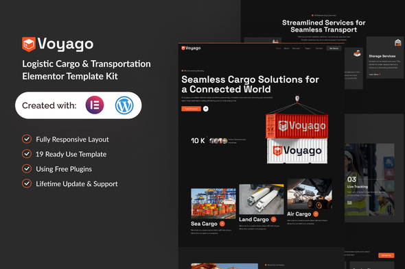 Voyago - Logistic Cargo & Transportation Elementor Template Kit