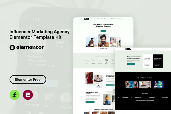 Virly - Influencer Marketing Agency Elementor Template Kit