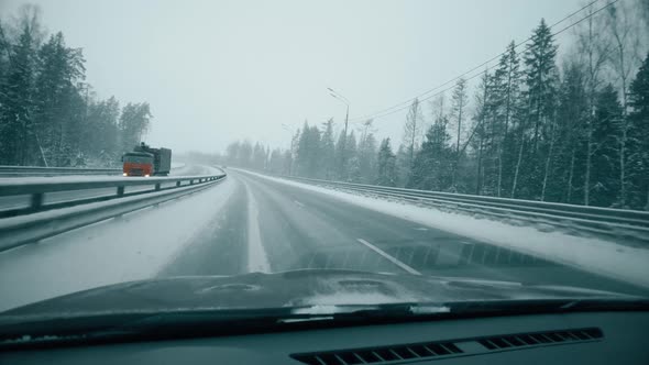 POV Car Shot in Winter