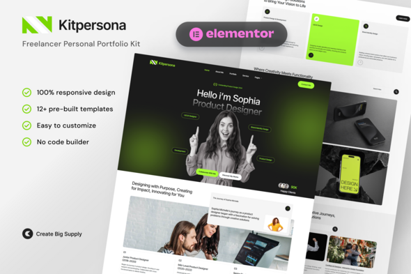 KitPersona - Freelancer Personal Portfolio Elementor Template Kit