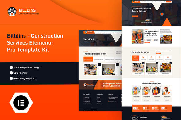 Billdins – Construction Services Elemenor Pro Template Kit – 0 Sold!