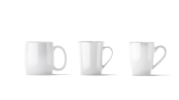 Blank white ceramic mug set stand, looped rotation