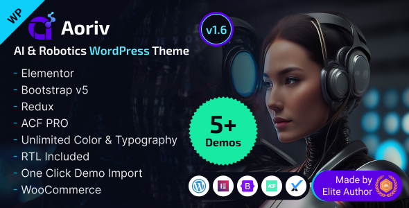 Aoriv - AI Robotics & IoT Startup Elementor WordPress Theme