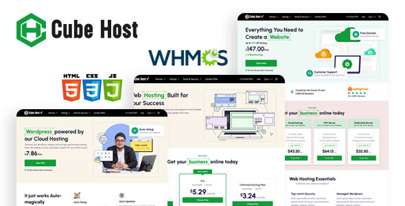 Cube Host Hosting HTML and WHMCS Template