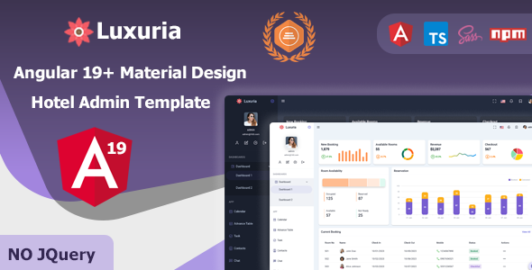 Luxuria- Angular 19+ Hotel Admin Material Design Dashboard Template