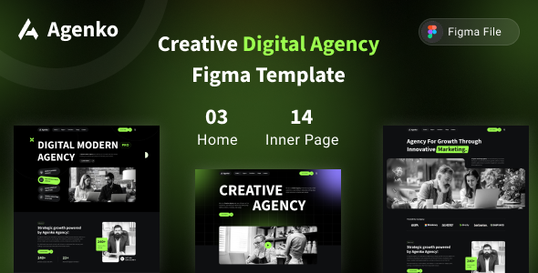 Agenko – Creative Digital Agency Figma Template – 0 Sold!