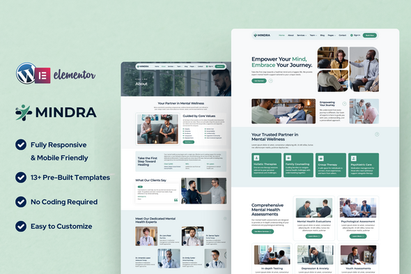 Mindra - Mental Health Care Elementor Template Kit