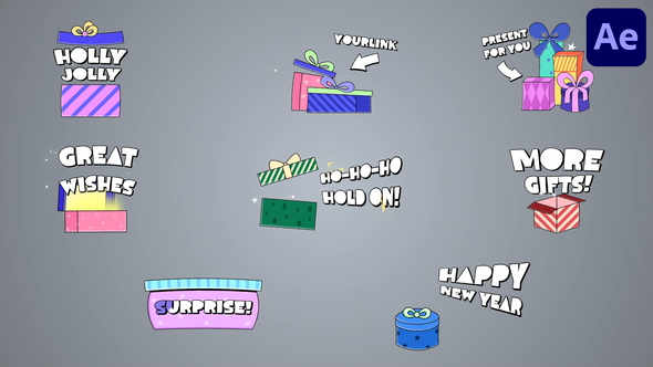 New Year Gifts Titles for After Effects alt