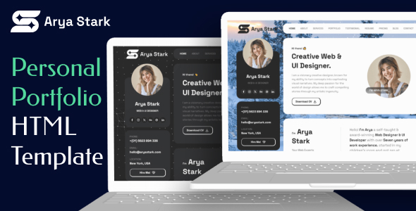 Personal Portfolio CV Resume HTML Template – Arya Stark – 0 Sold!