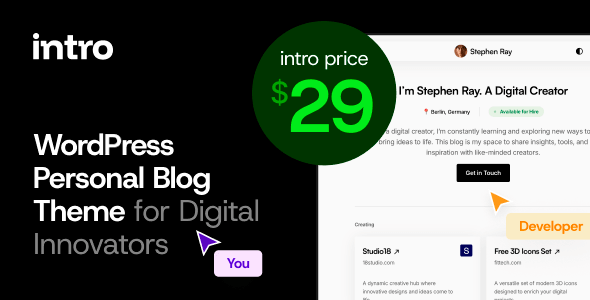 Intro - Personal Digital Blog WordPress Theme