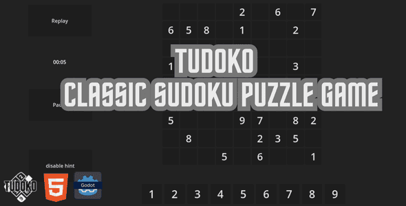 Tudoko - Classic Sudoku Puzzle Html5  Game