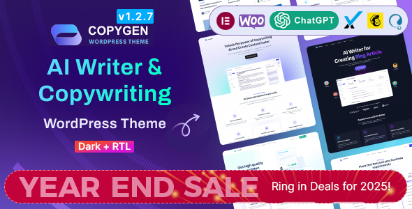 CopyGen - AI Writer & Copywriting Landing Page WordPress Theme