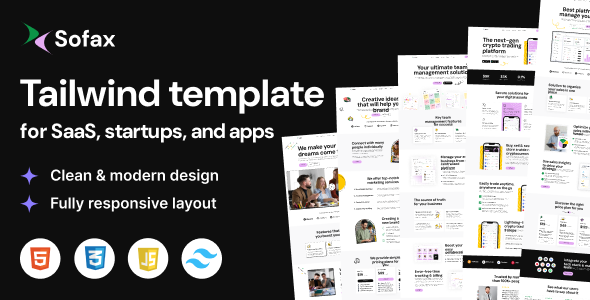 Sofax – Saas Startup Tailwind Template – 0 Sold!