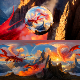 8K HDR Dragon Mythical Mountain Range Background - 3DOcean Item for Sale