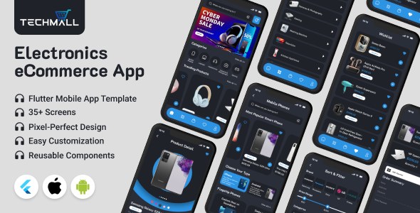 TechMall - Electronics eCommerce Store Flutter Mobile App Template | Android & iOS UI Kit