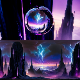 8K HDR Obsidian Spires Soaring in Violet Energy Storms Background - 3DOcean Item for Sale