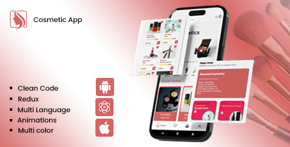 Cosmetic Shop - Beauty Product Ordering React Native iOS/Android App Template