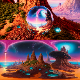 8K HDR Vibrant Alien Islands Floating Background - 3DOcean Item for Sale
