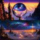 8K HDR Massive Dark Spires Against Swirling Nebula Background - 3DOcean Item for Sale