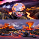 8K HDR Molten Rivers and Volcanic Alien Landscape with Colorful Gas Clouds Background - 3DOcean Item for Sale