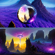 8K HDR Alien Cliffs with Amethyst Nebula Background - 3DOcean Item for Sale