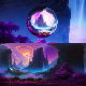 8K HDR Towering Alien Cliffs with Amethyst Nebula Background - 3DOcean Item for Sale