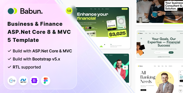 Babun - Business & Finance Responsive ASP.Net Core 8 & MVC 5 + RTL Template