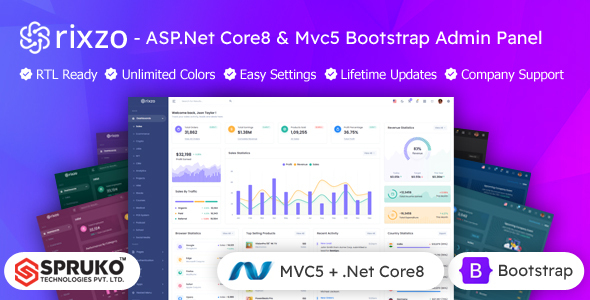 Rixzo – Asp .Net Core & MVC Bootstrap Template Admin Panel – 0 Sold!