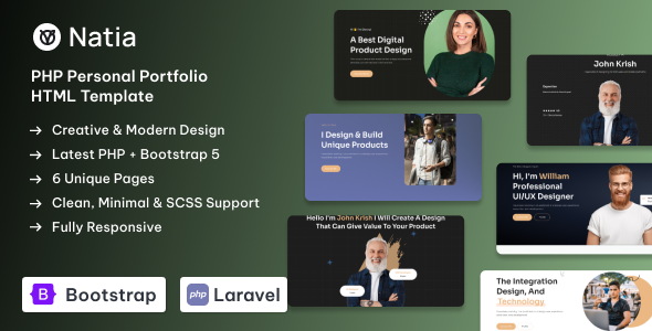 Natia – Personal Portfolio PHP Template – 0 Sold!