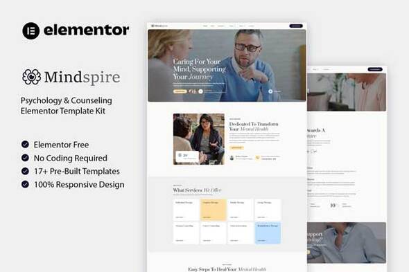 Mindspire – Psychology & Counseling Elementor Template Kit – 0 Sold!