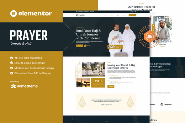 Prayer – Umrah & Hajj Tour Travel Elementor Template  Kit – 0 Sold!