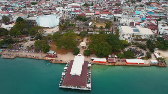 Aerial view of Zanzibar Island in Tanzania.