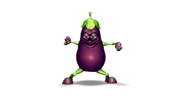 Fun Eggplant  Looped Dance on White Background