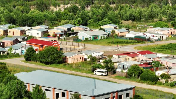 Aerial Footage of Group of Low and Poor Houses in Suburbs