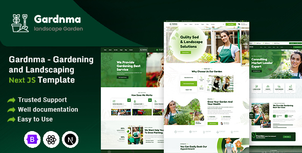 Gardnma – Gardening and Landscaping React NextJS Template – 0 Sold!