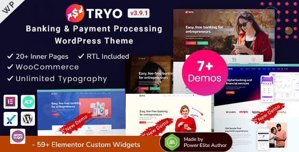 Tryo - FinTech, Banking, Money Transfer & Currency Exchange Elementor WordPress Theme