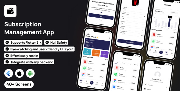 SubscriptMate UI template | Subscription Management App in flutter | RenewMaster App Template
