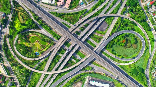 4K footage : aerial view from a drone flying over expressway