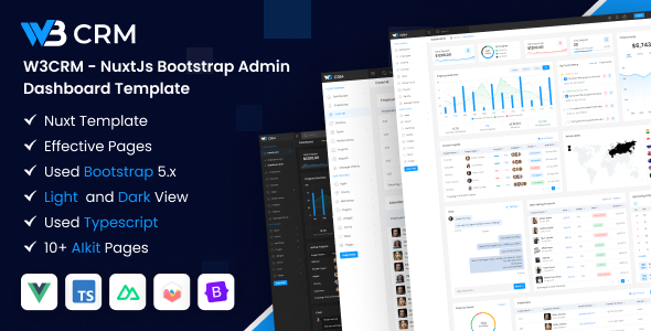 W3CRM – NuxtJs Bootstrap Admin Dashboard Template – 0 Sold!