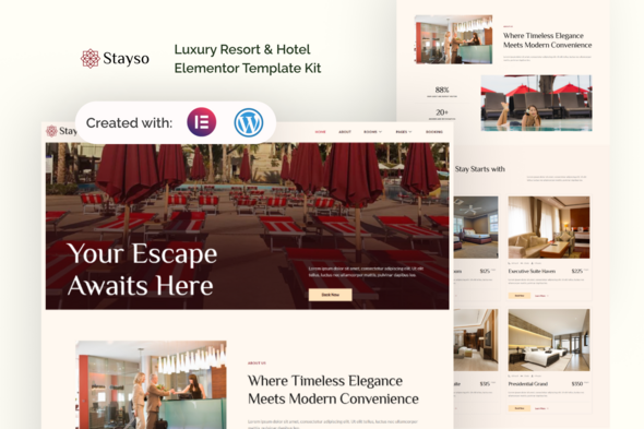 Stayso – Luxury Resort & Hotel Elementor Template Kit – 0 Sold!