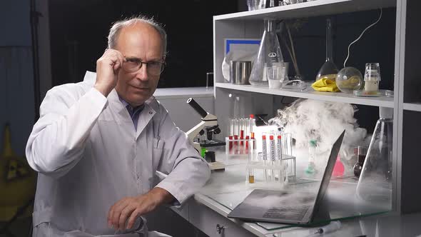 Portrait of Researcher Expert at Work Place in Lab